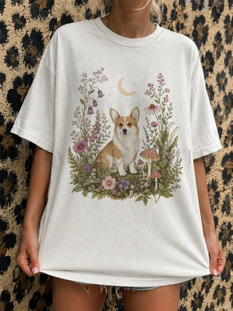 Corgi’s Secret Garden T-Shirt - White / S - T-Shirt