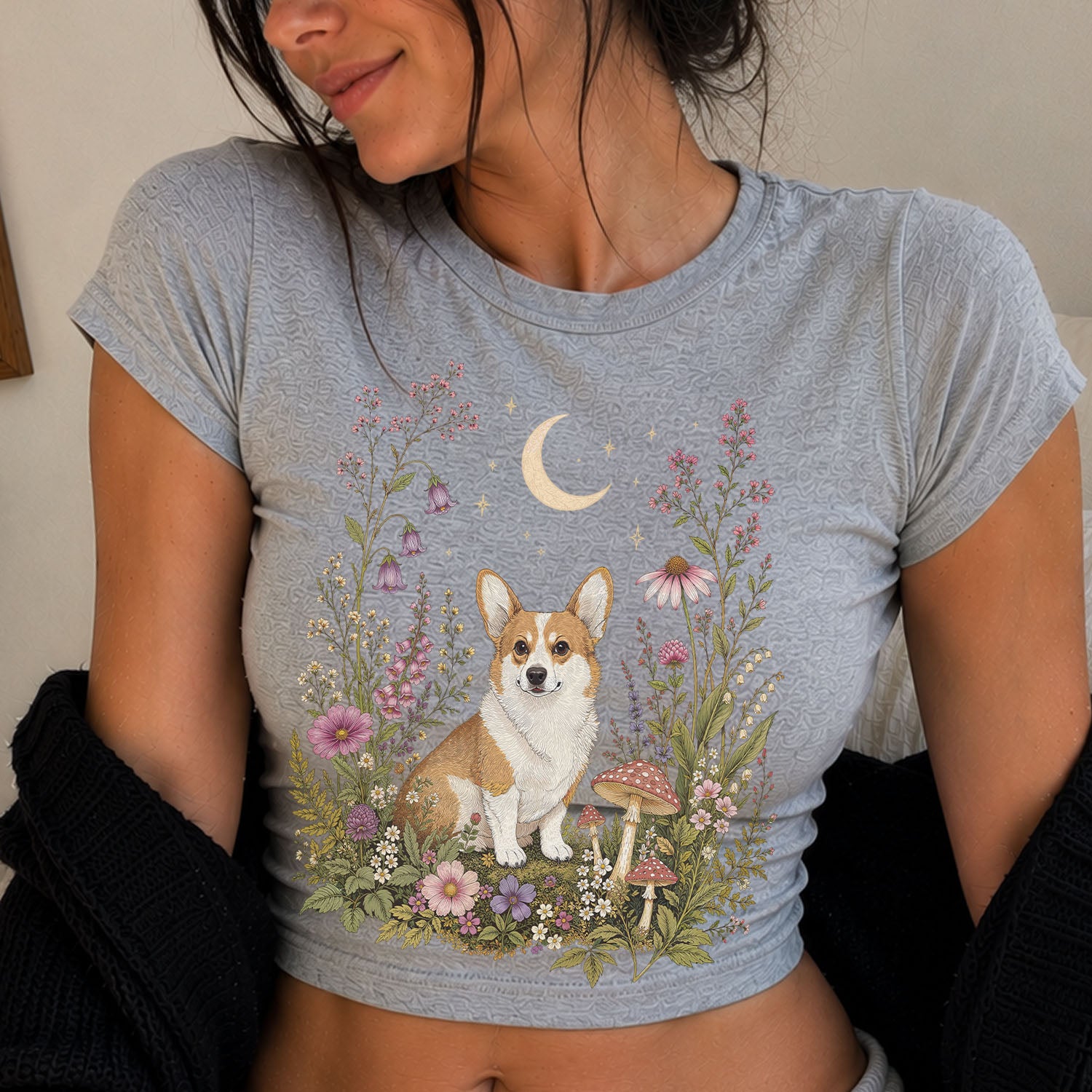 Corgi’s Secret Garden Cropped T-Shirt