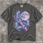 Cosmic Butterfly Moon Comfort Colors Shirt - Pepper / S - T-Shirt