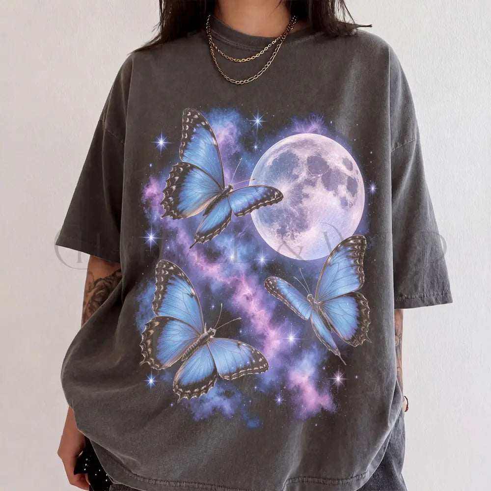 Cosmic Butterfly Moon Comfort Colors Shirt - T-Shirt