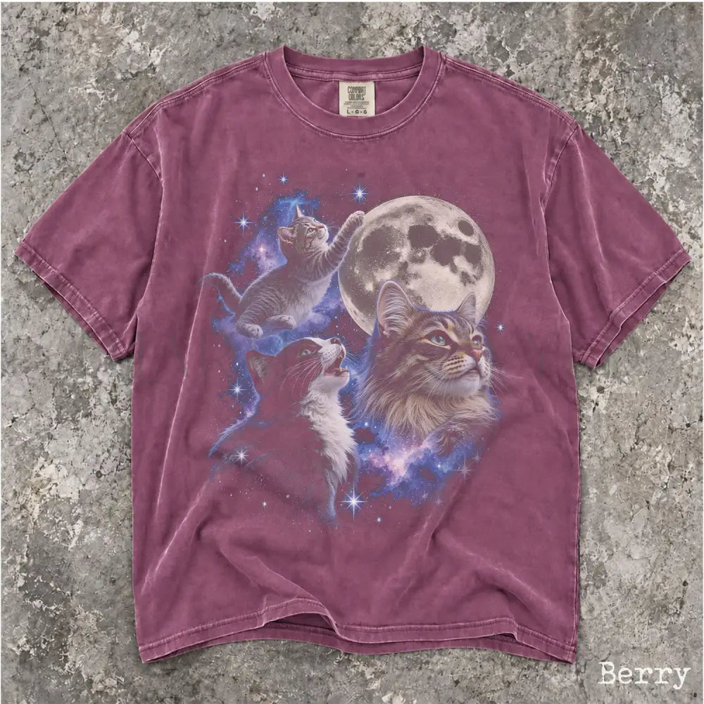Cosmic Cat Comfort Colors Shirt - Berry / S - T-Shirt