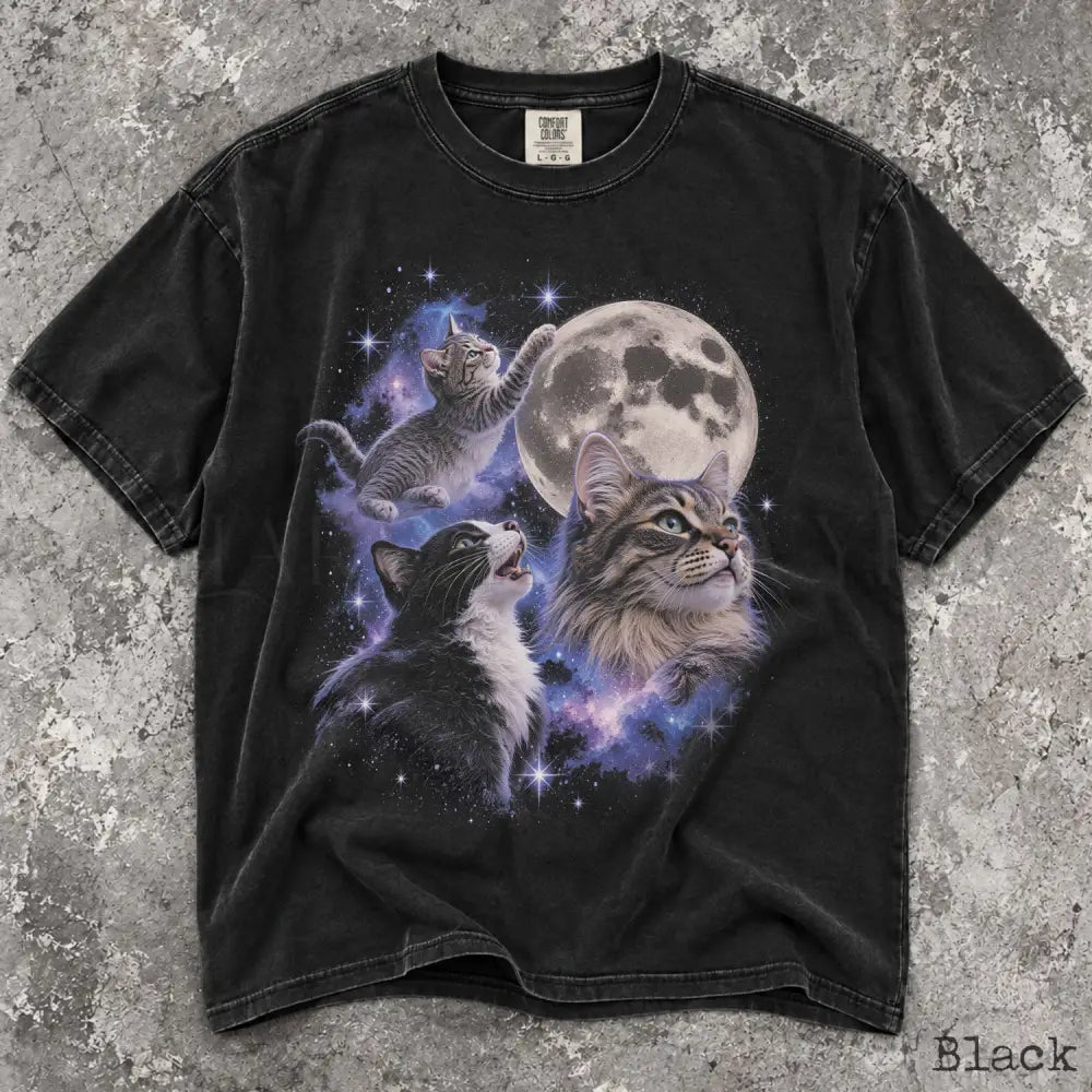 Cosmic Cat Comfort Colors Shirt - Black / S - T-Shirt