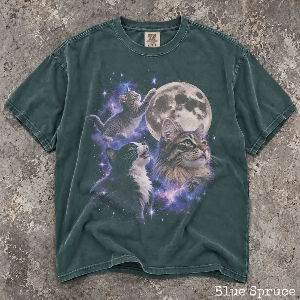 Cosmic Cat Comfort Colors Shirt - Blue Spruce / S - T-Shirt