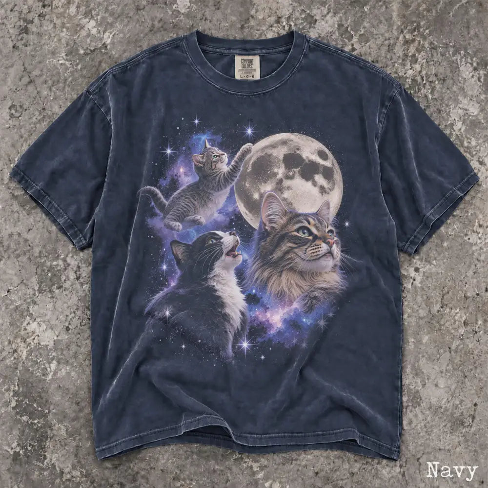 Cosmic Cat Comfort Colors Shirt - Navy / S - T-Shirt