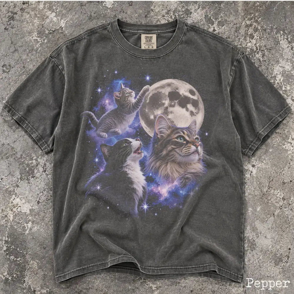 Cosmic Cat Comfort Colors Shirt - Pepper / S - T-Shirt