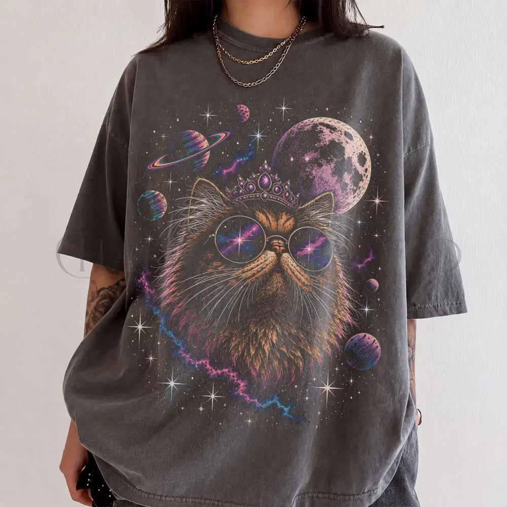 Cosmic Princess Cat Comfort Colors T-Shirt - T-Shirt