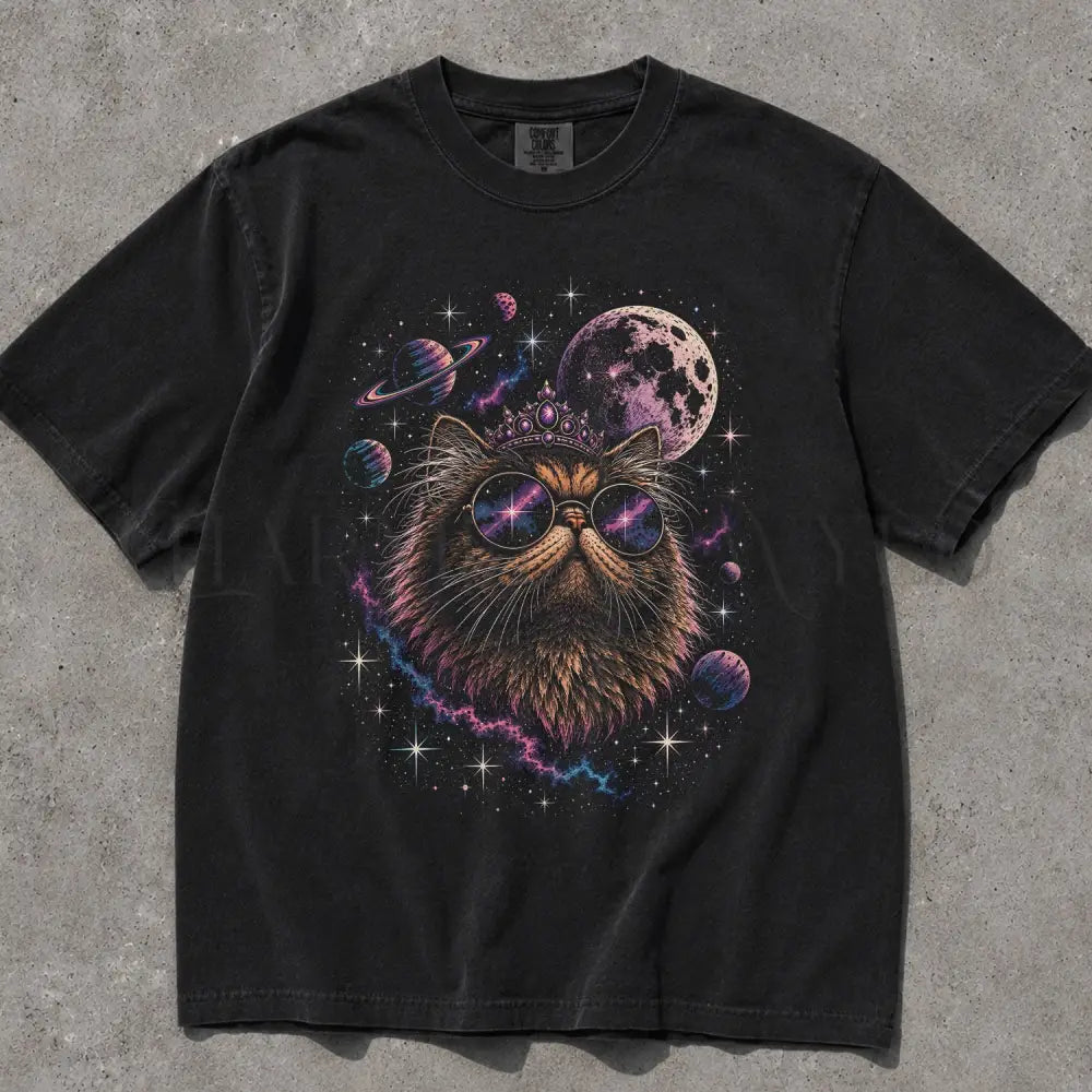 Cosmic Princess Cat Comfort Colors T-Shirt - Black / S - T-Shirt