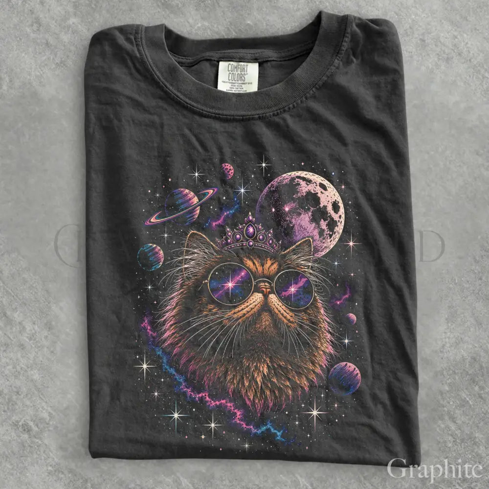 Cosmic Princess Cat Comfort Colors T-Shirt - Graphite / S - T-Shirt