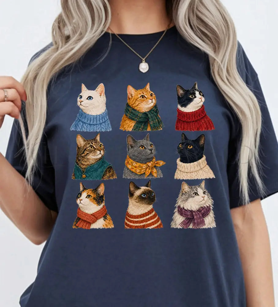 Cozy Cats T-Shirt - Navy / S - T-Shirt