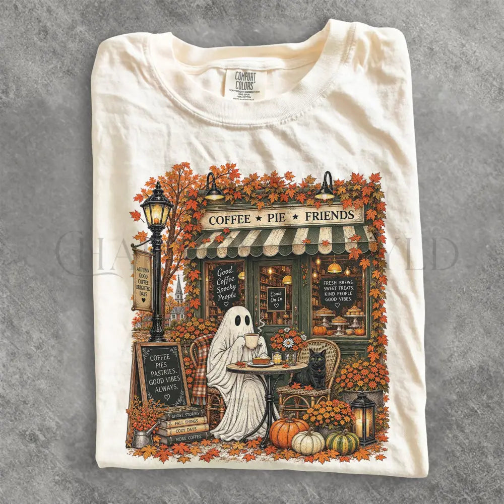 Cozy Coffee Shop Ghost Comfort Colors T-Shirt - T-Shirt