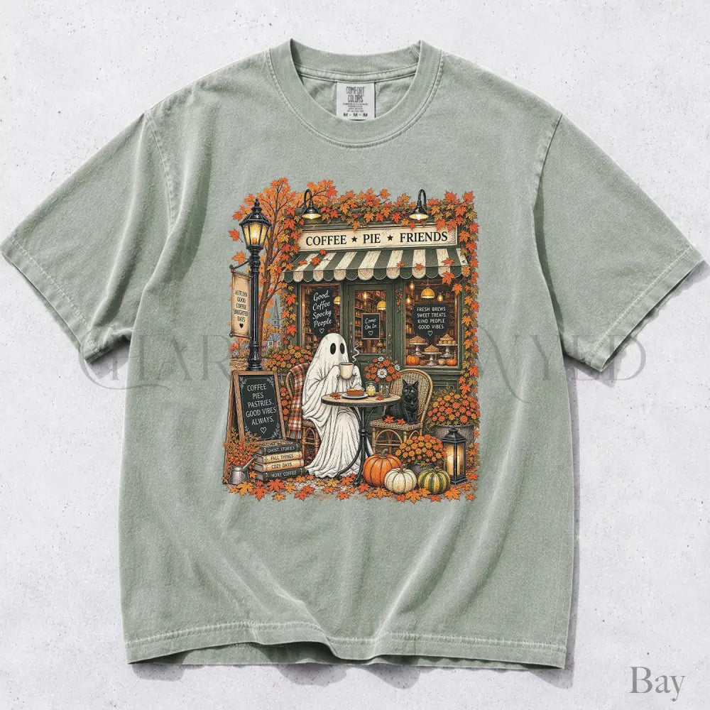 Cozy Coffee Shop Ghost Comfort Colors T-Shirt - Bay / S - T-Shirt