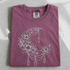 Crescent Moon Crystal Lotus T-Shirt - Berry / S - T-Shirt