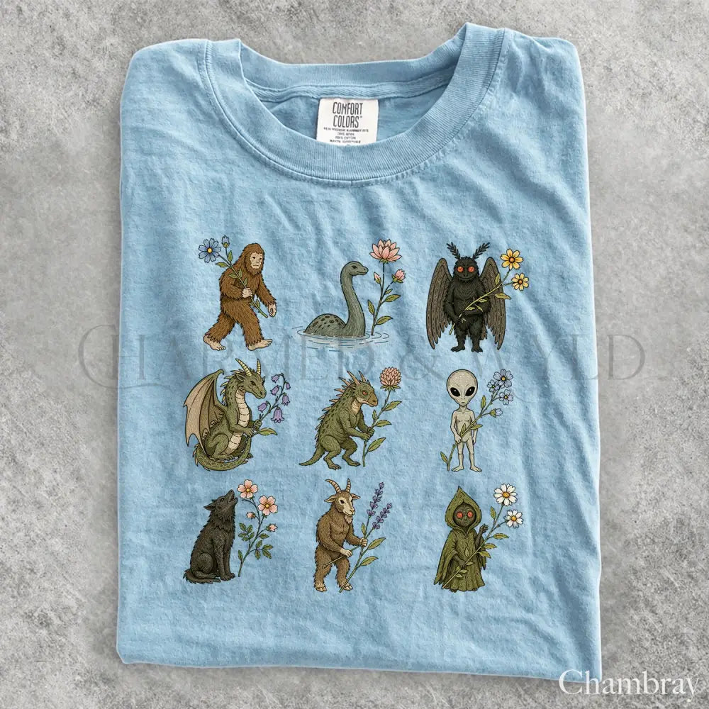 Cryptid Garden Comfort Colors T-Shirt - Chambray / S - T-Shirt