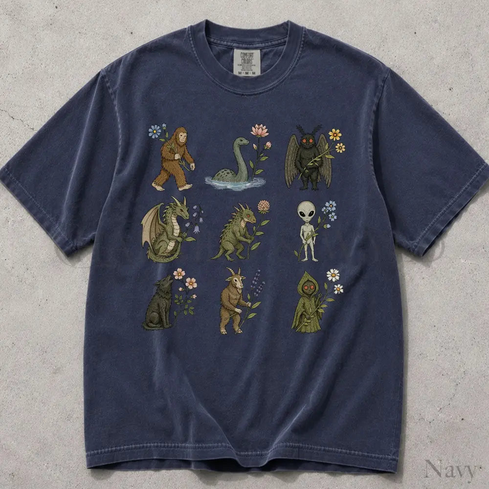 Cryptid Garden Comfort Colors T-Shirt - Navy / S - T-Shirt