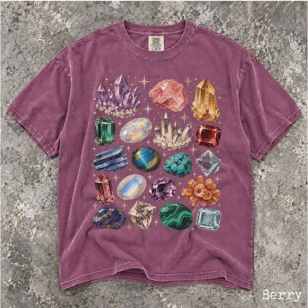 Crystal & Gemstone Comfort Colors Shirt - Berry / S - T-Shirt