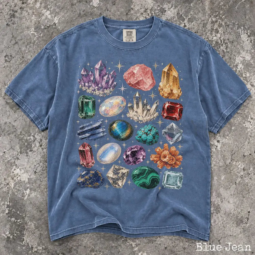 Crystal & Gemstone Comfort Colors Shirt - Blue Jean / S - T-Shirt