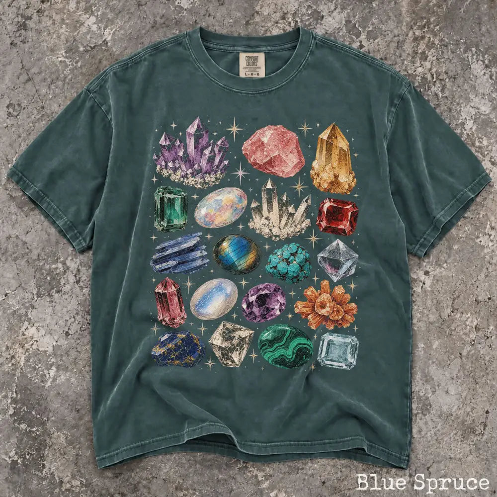 Crystal & Gemstone Comfort Colors Shirt - Blue Spruce / S - T-Shirt