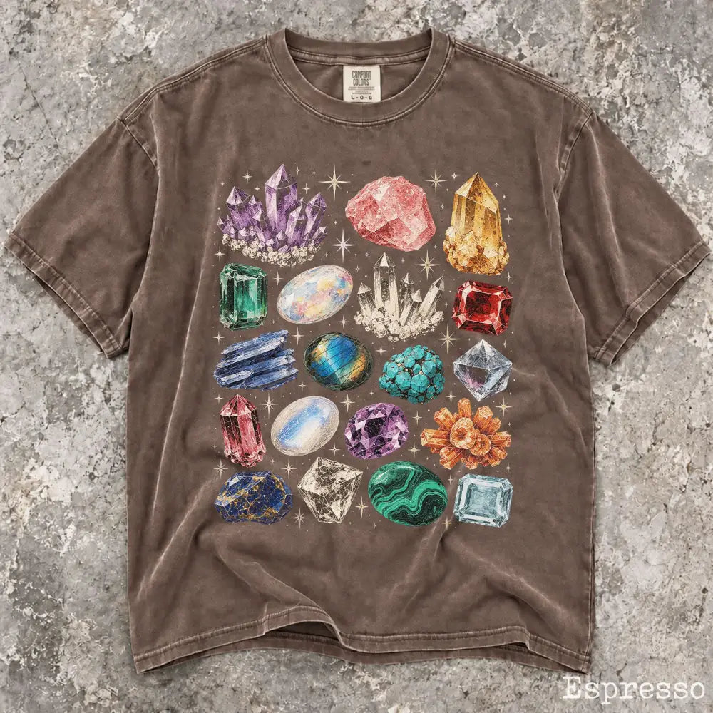 Crystal & Gemstone Comfort Colors Shirt - Espresso / S - T-Shirt