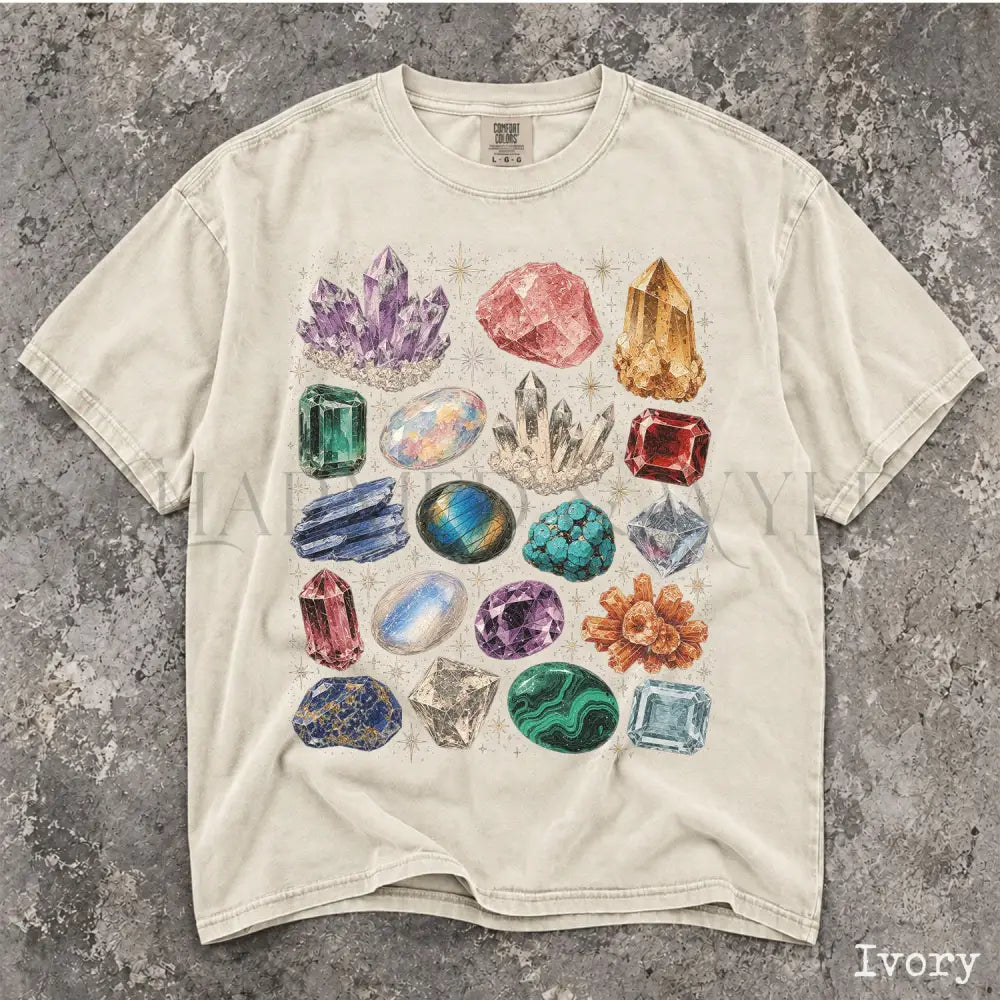 Crystal & Gemstone Comfort Colors Shirt - Ivory / S - T-Shirt