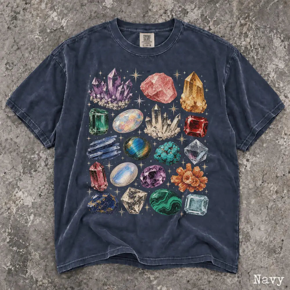 Crystal & Gemstone Comfort Colors Shirt - Navy / S - T-Shirt