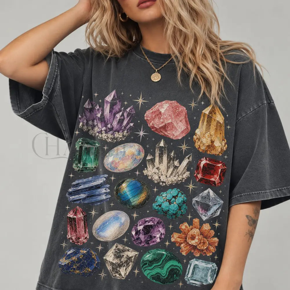 Crystal & Gemstone Comfort Colors Shirt - Pepper / S - T-Shirt