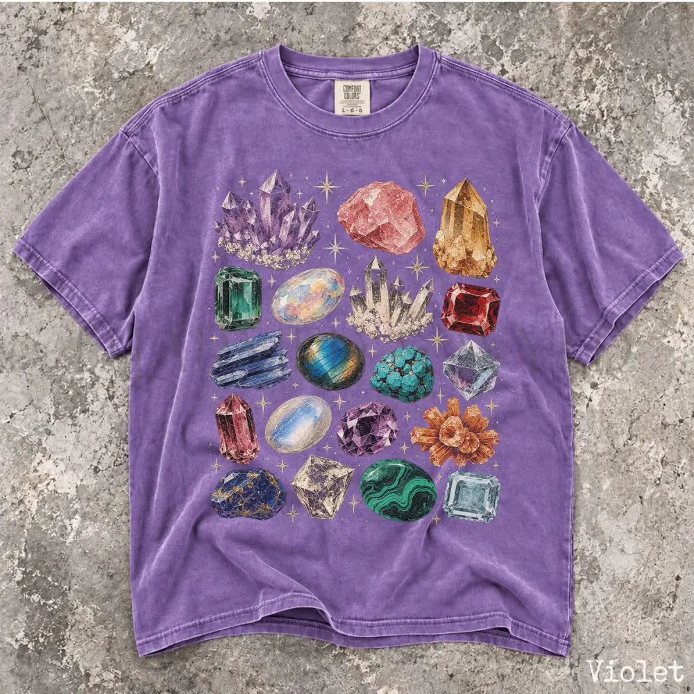 Crystal & Gemstone Comfort Colors Shirt - Violet / S - T-Shirt