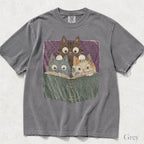 Curious Reading Cats Comfort Colors T-Shirt - T-Shirt