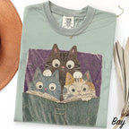 Curious Reading Cats Comfort Colors T-Shirt - Bay / S - T-Shirt