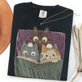 Curious Reading Cats Comfort Colors T-Shirt - Black / S - T-Shirt