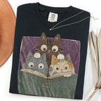 Curious Reading Cats Comfort Colors T-Shirt - Black / S - T-Shirt