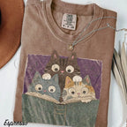 Curious Reading Cats Comfort Colors T-Shirt - Espresso / S - T-Shirt