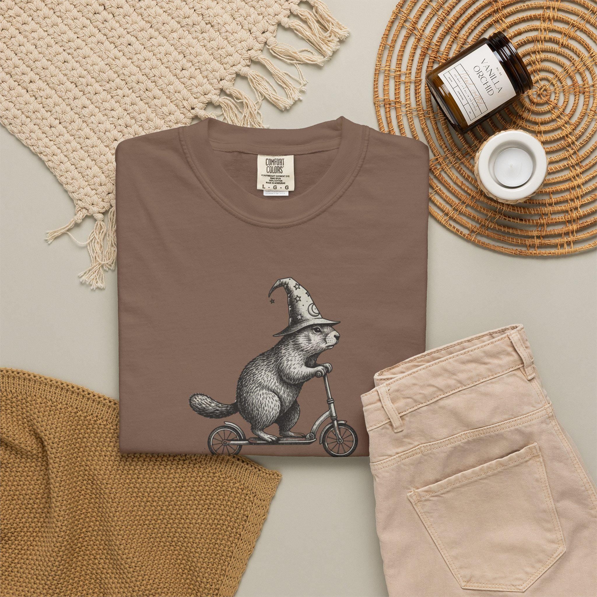 Off to Cause a Kerfuffle Otter Wizard T-shirt, Funny Comfort Colors Graphic Tee, Silly Animal Womens Top