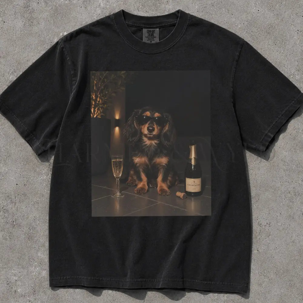 Dachshund Wine Comfort Colors T-Shirt - Black / S - T-Shirt