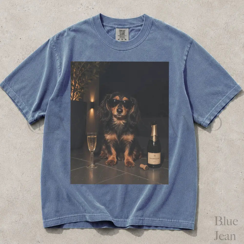 Dachshund Wine Comfort Colors T-Shirt - Blue Jean / S - T-Shirt