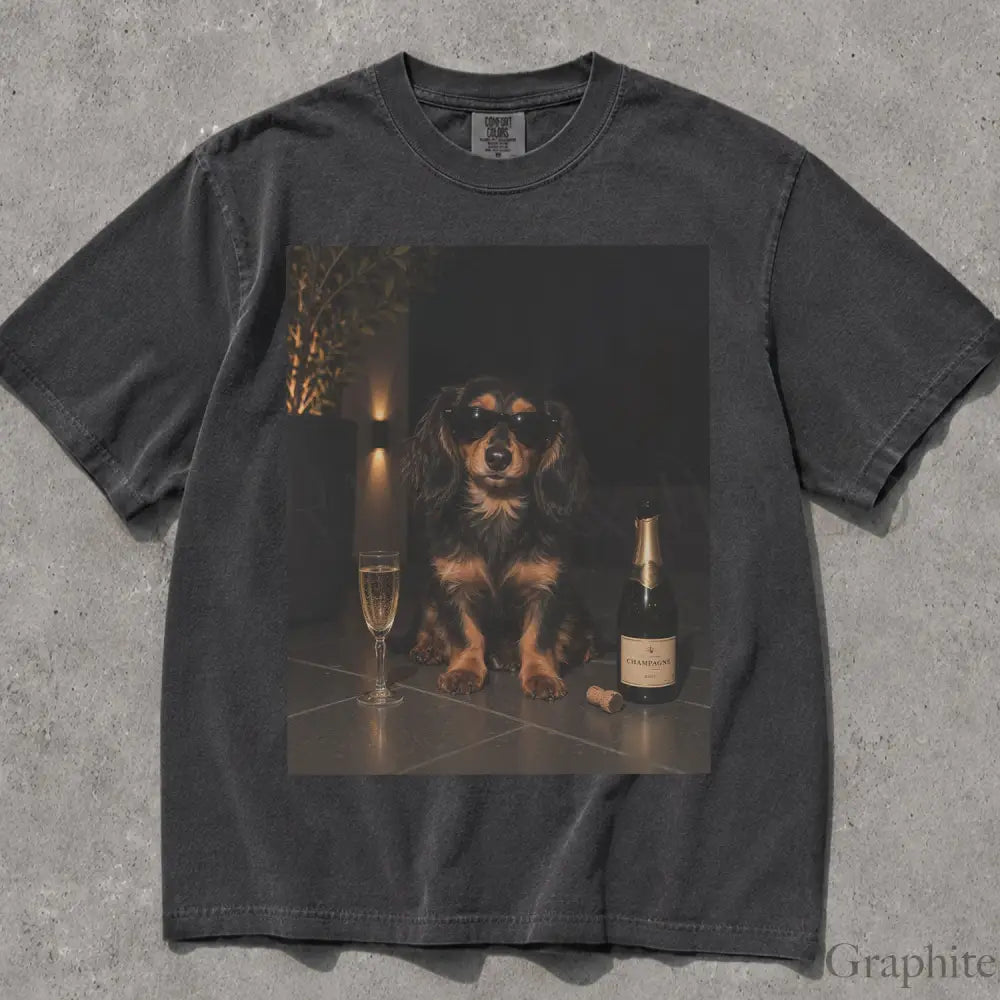 Dachshund Wine Comfort Colors T-Shirt - Graphite / S - T-Shirt