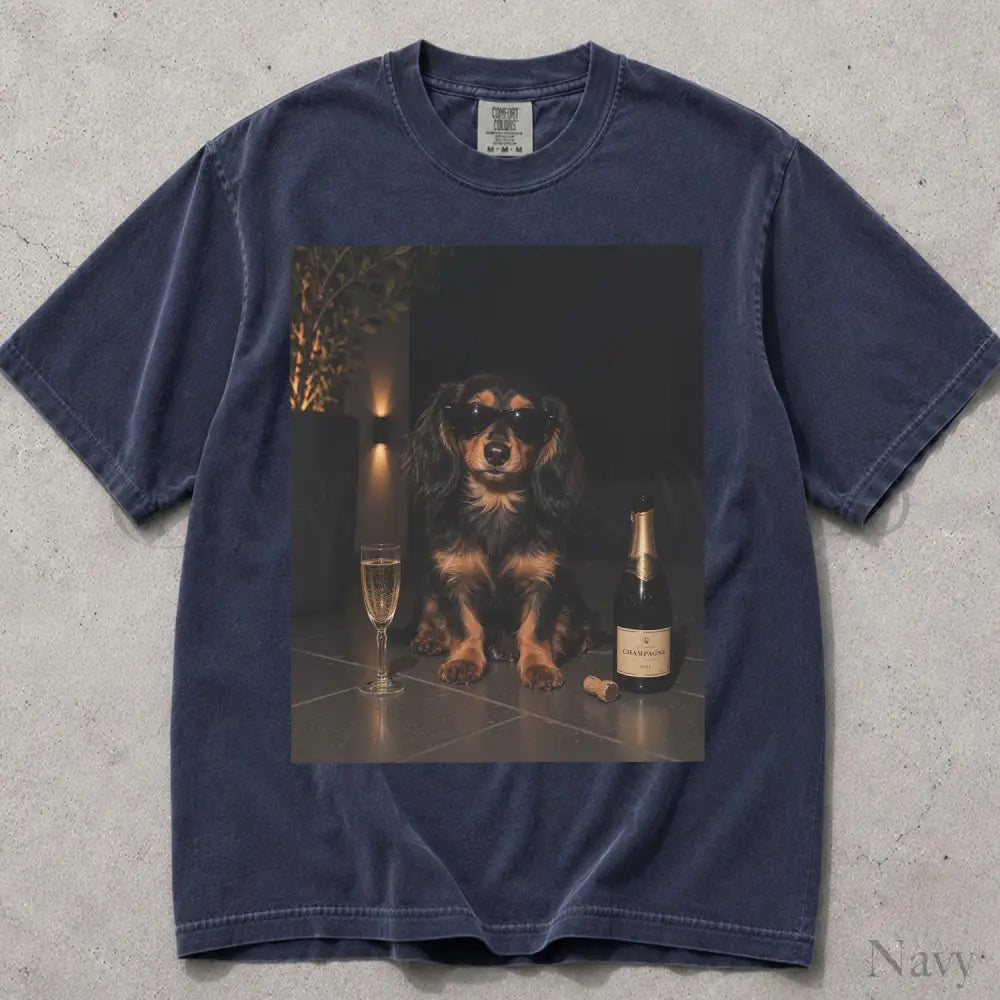 Dachshund Wine Comfort Colors T-Shirt - Navy / S - T-Shirt