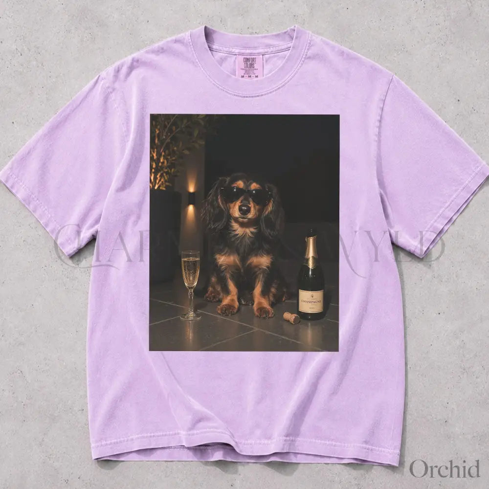 Dachshund Wine Comfort Colors T-Shirt - Orchid / S - T-Shirt