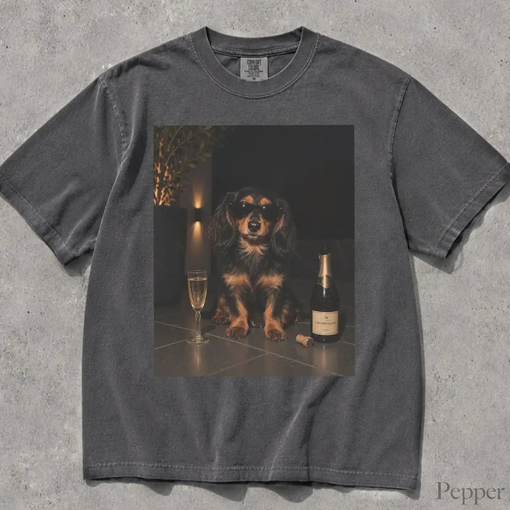 Dachshund Wine Comfort Colors T-Shirt - Pepper / S - T-Shirt