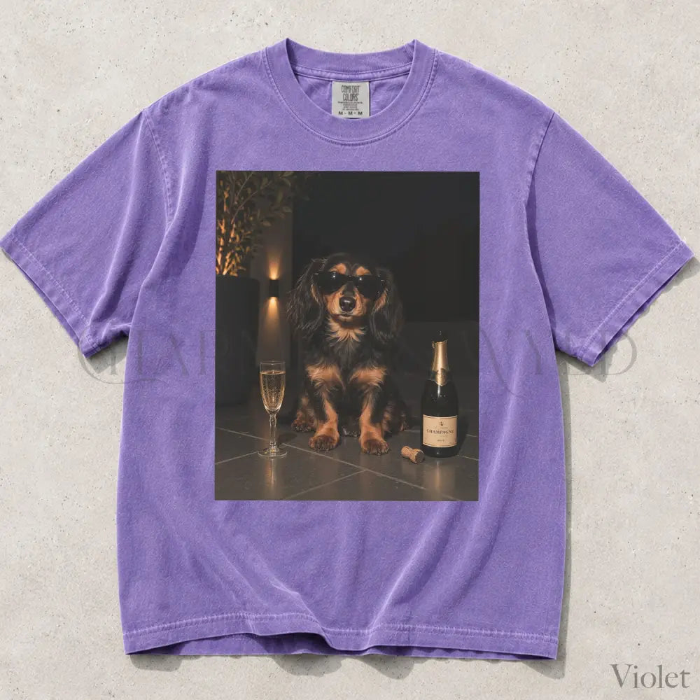 Dachshund Wine Comfort Colors T-Shirt - Violet / S - T-Shirt