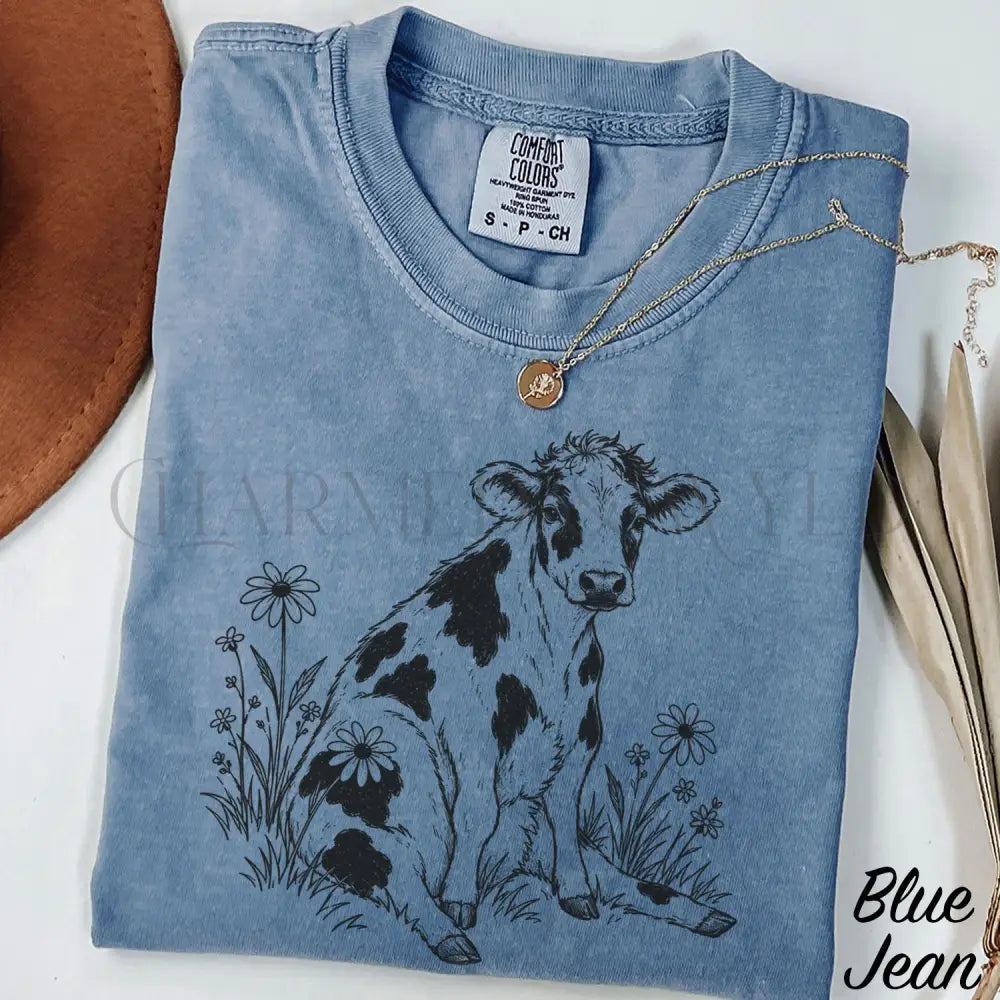 Daisy Cow Comfort Colors Shirt - Blue Jean / S - T-Shirt