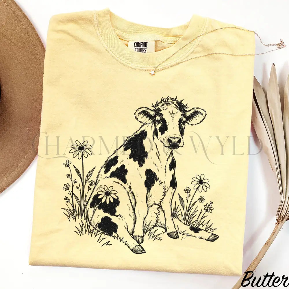 Daisy Cow Comfort Colors Shirt - Butter / S - T-Shirt