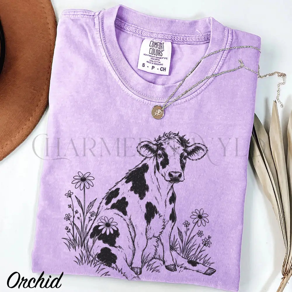 Daisy Cow Comfort Colors Shirt - Orchid / S - T-Shirt