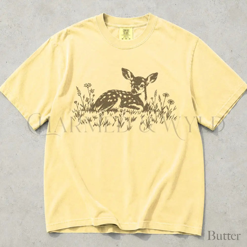 Daisy Deer Comfort Colors Shirt - Butter / S - T-Shirt