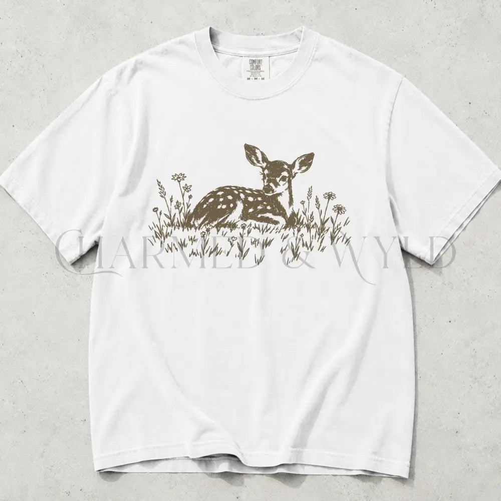 Daisy Deer Comfort Colors Shirt - White / S - T-Shirt