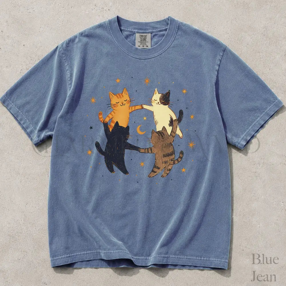 Dancing Cats Comfort Colors T-Shirt - Blue Jean / S - T-Shirt