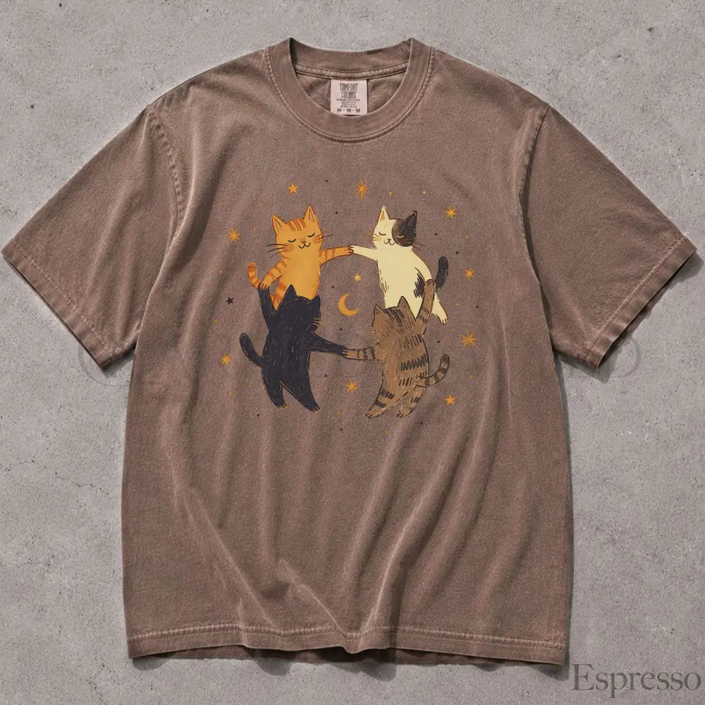 Dancing Cats Comfort Colors T-Shirt - Espresso / S - T-Shirt