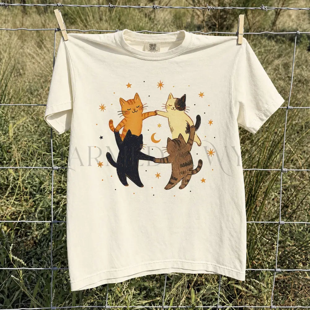 Dancing Cats Comfort Colors T-Shirt - Ivory / S - T-Shirt