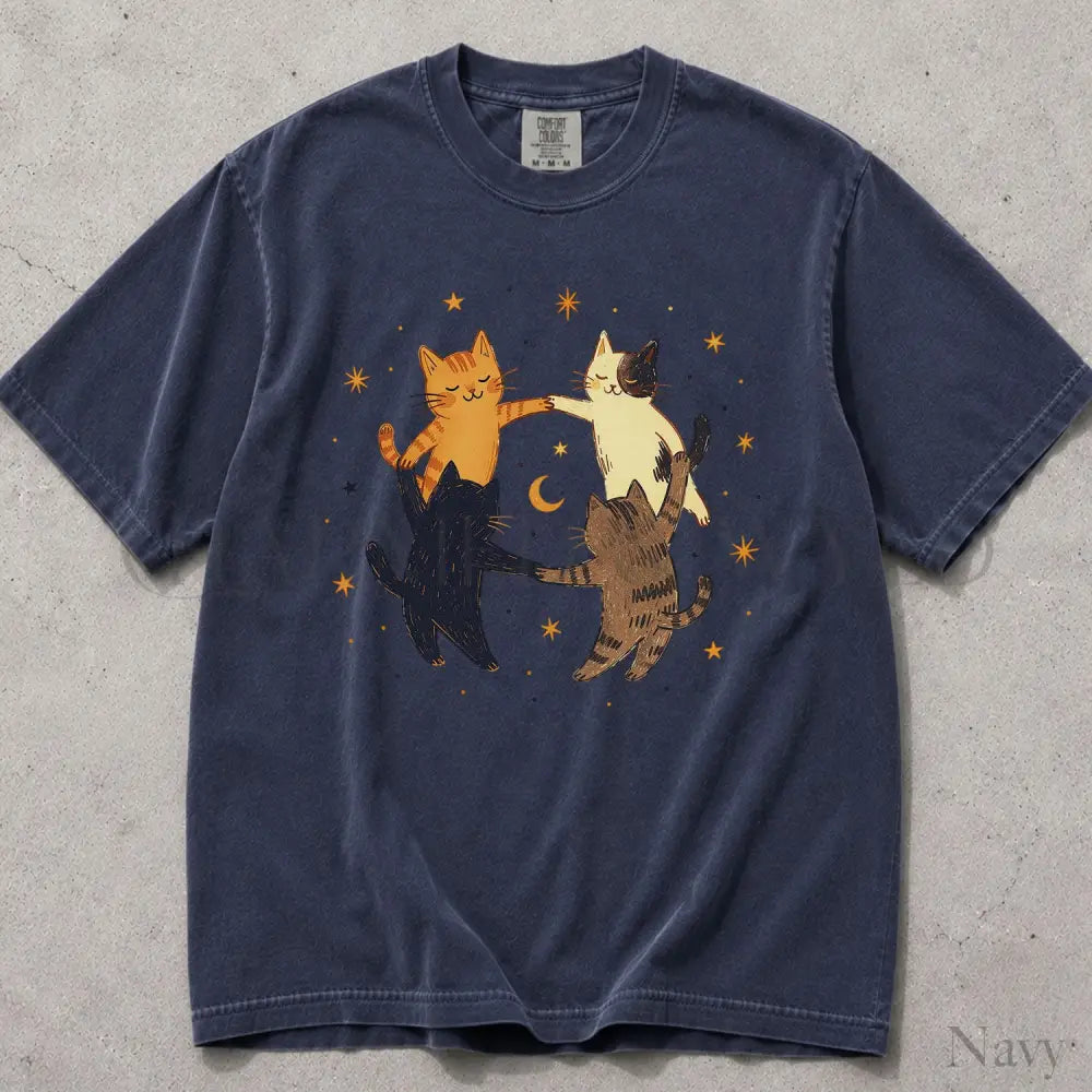 Dancing Cats Comfort Colors T-Shirt - Navy / S - T-Shirt