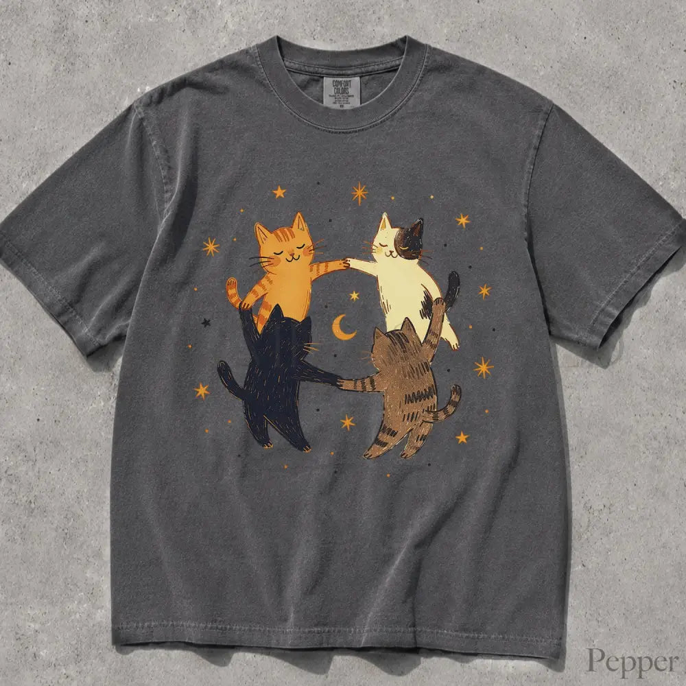 Dancing Cats Comfort Colors T-Shirt - Pepper / S - T-Shirt