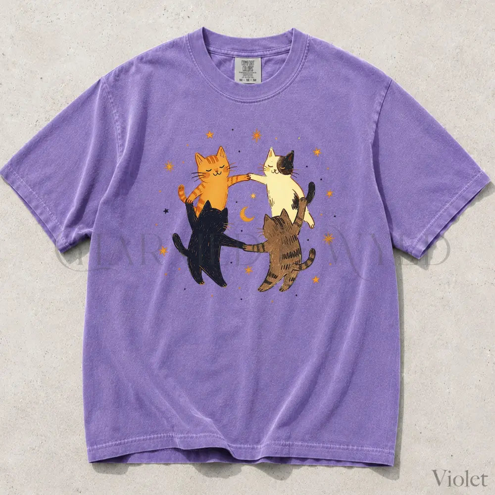 Dancing Cats Comfort Colors T-Shirt - Violet / S - T-Shirt